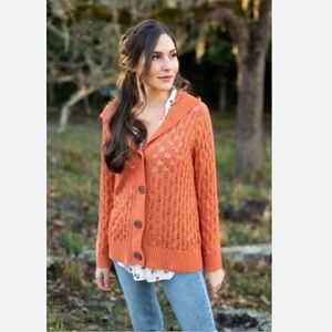Evy’s Tree the Bernadette coral cardigan hoodie sweater, M